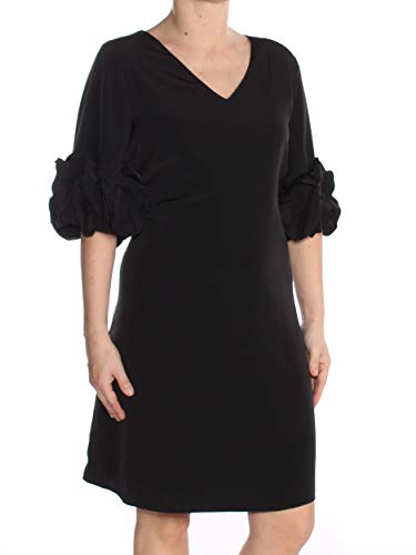 Alfani $99 Womens New 1125 Black Ruffle Sleeve Dress Black 4