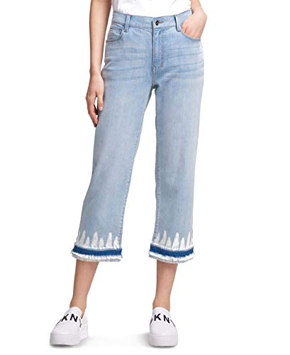 DKNY Womens Denim Tie Dye Hem Cropped Jeans