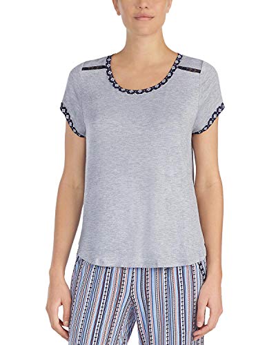 Layla Contrast Trim Solid Color Short Sleeve Pajama Top