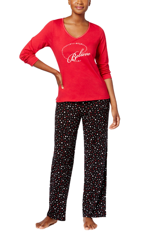 allbrand365 designer brand Womens Graphic Top And Printed Pajama Set