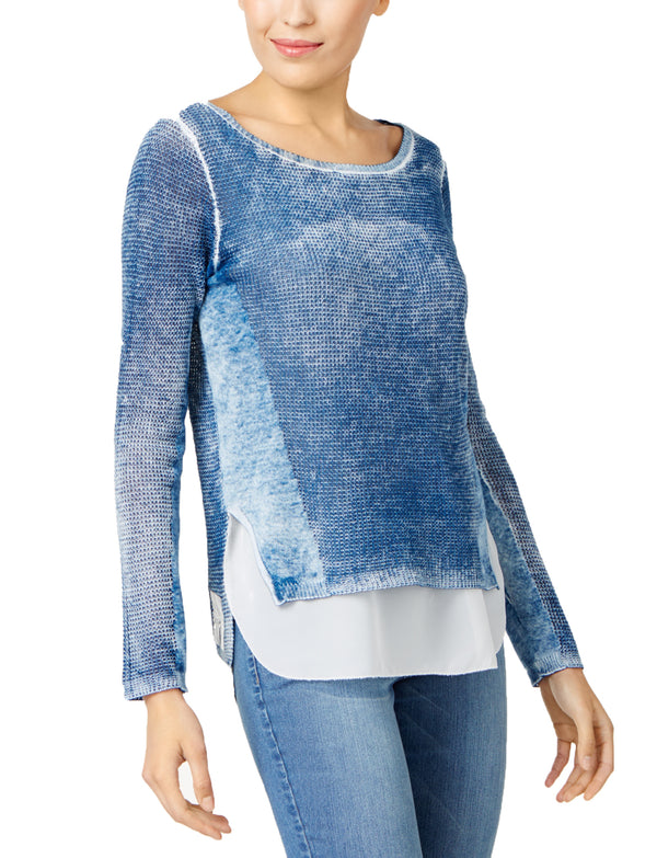 INC International Concepts Womens Cotton Layered-Look Sweater