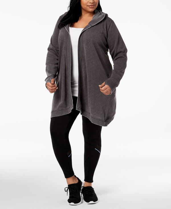 Ideology Womens Plus Size Hooded Wrap