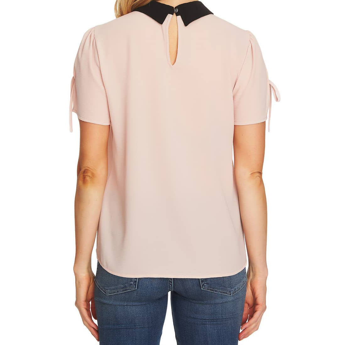 Cece Womens Tie Sleeve Collared Blouse