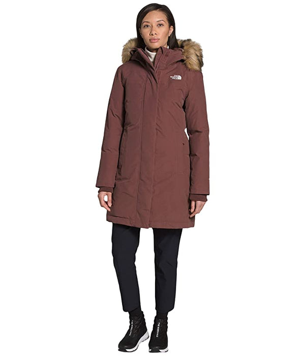 The North Face Womens Arctic Waterproof 550 Fill Power Down Parka With Faux Fur Trim Jacket Marron Purple Large