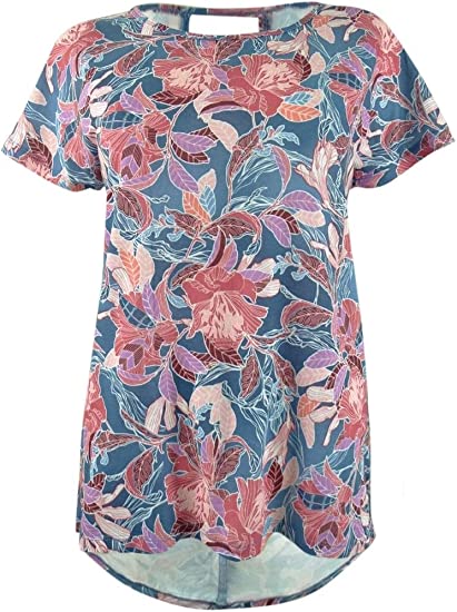 Ideology Womens Wall Flower Printed Keyhole Back Top