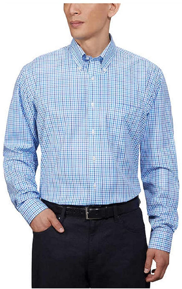 Kirkland Signature Mens Traditional Fit Non Iron Long Sleeve Button Collar Dress Shirt