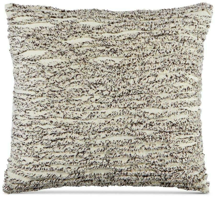 Martha Stewart Collection Decorative Cotton Tufted chenille Stripe Square Pillow