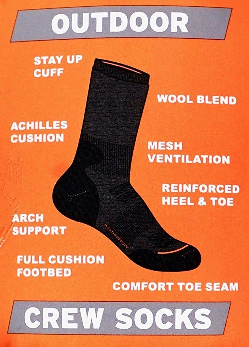 Weatherproof Vi Mens Outdoor Wool Blend Crew Socks