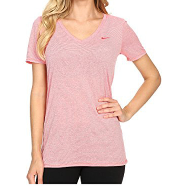 Nike Womens Striped V Neck T-Shirt