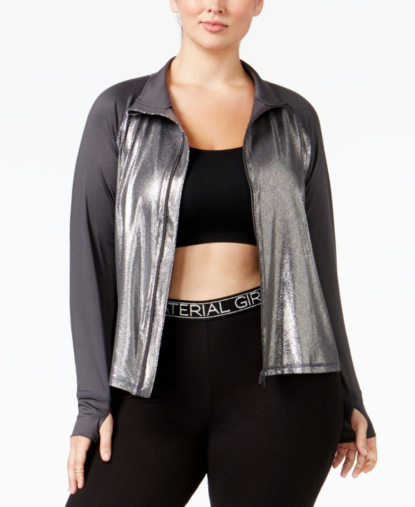 Material Girl Womens Active Plus Metallic Jacket