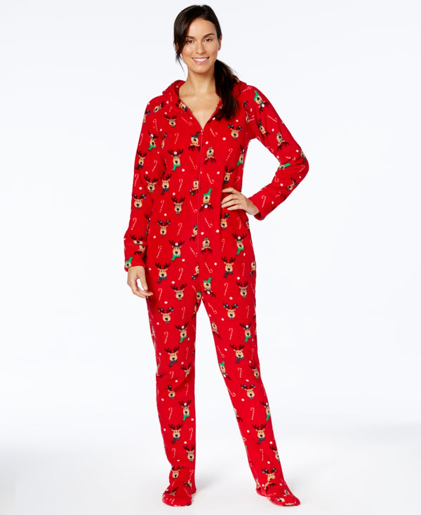 Family Pjs Womens Holiday-Printed Footed Pajamas