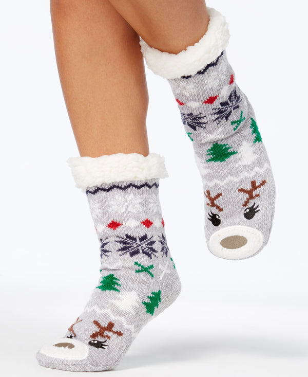 Charter Club Womens Winter Novelty Slipper Socks Gray L/XL