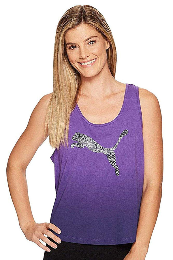 Puma Womens Cotton Drycell Logo Ombre Tank Top