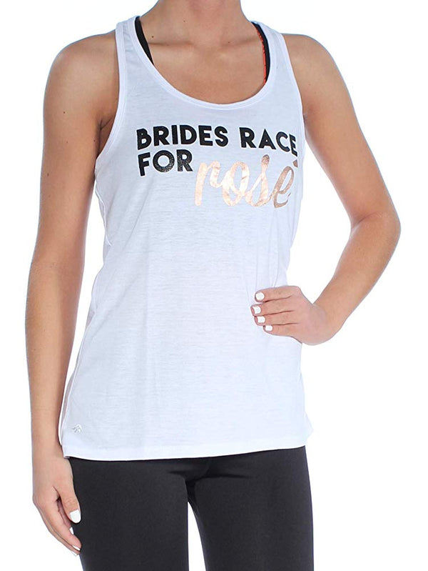 Ideology Womens White Brides Race For Rose Yoga Fitness Tank Top