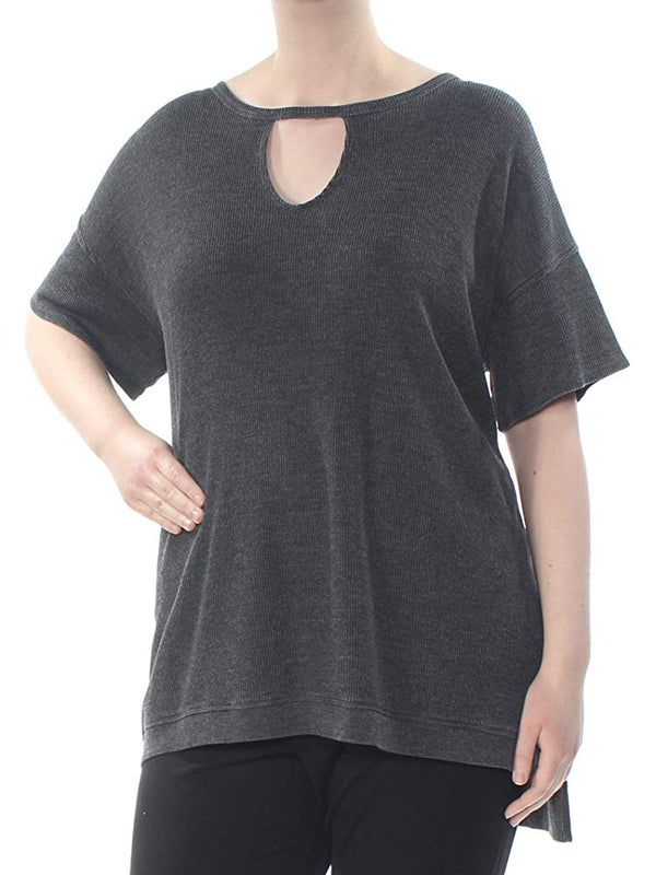 Calvin Klein Womens Plus Size Waffle Knit Asymmetric T-Shirt