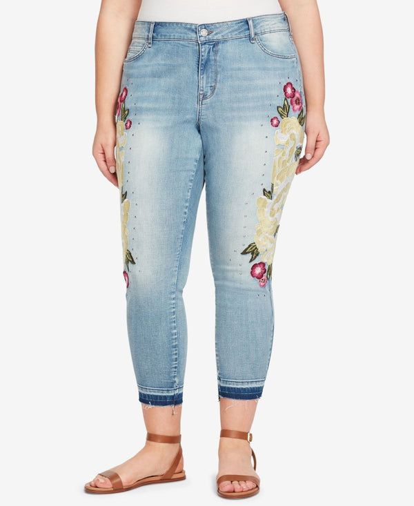 William Rast Womens Embroidered Skinny Ankle Jeans