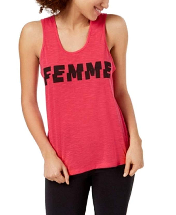 Material Girl Womens Rise Above Graphic Knot-Back Tank Top