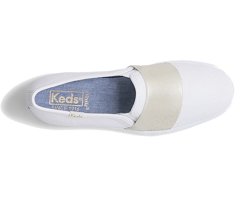 Keds Womens Triple Bandeau Leather Slip-On Sneakers