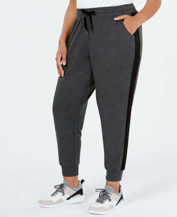 Ideology Womens Plus Size Velour-Striped Joggers