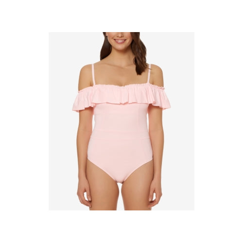 Bleu Rod Beattie Womens Off-the-shoulder One-piece Swimsuit RBCT18799-PINK PEARL