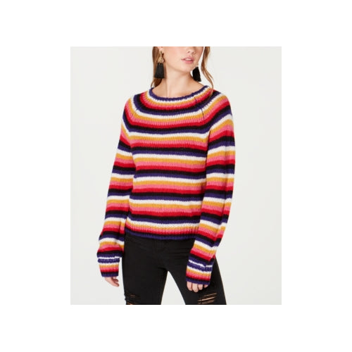 CRAVE FAME Juniors Fluffy Striped Sweater