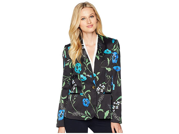 Calvin Klein Womens Floral Print One Button Jacket