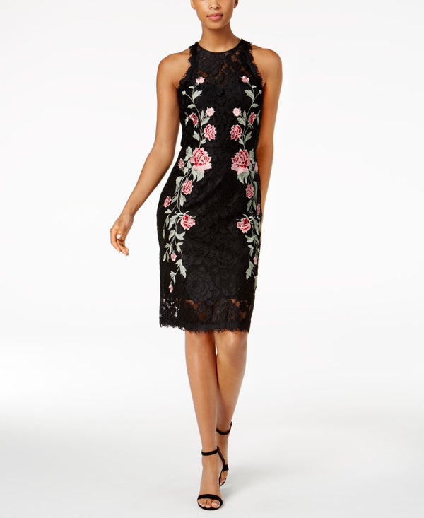 Betsy & Adam Womens Embroidered Lace Dress