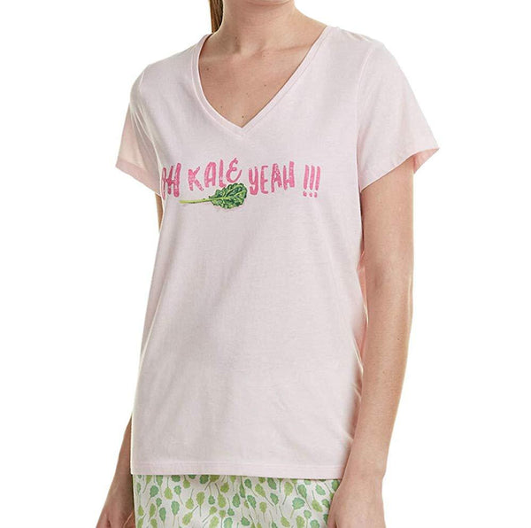 HUE Womens Plus Size Knit Fresh Mix V Neck T-Shirt