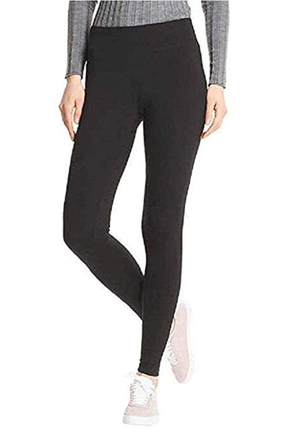 HUE Womens Wide Comfortable Waistband 1 Pack Cotton Leggings,Black,Small