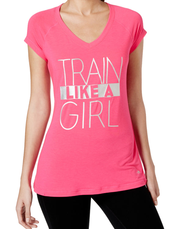 Ideology Womens Train Like A Girl Graphic Printed T-Shirt