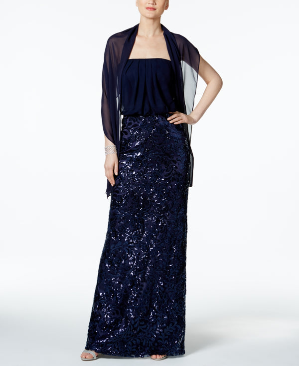 Vince Camuto Womens Sequined Blouson Gown