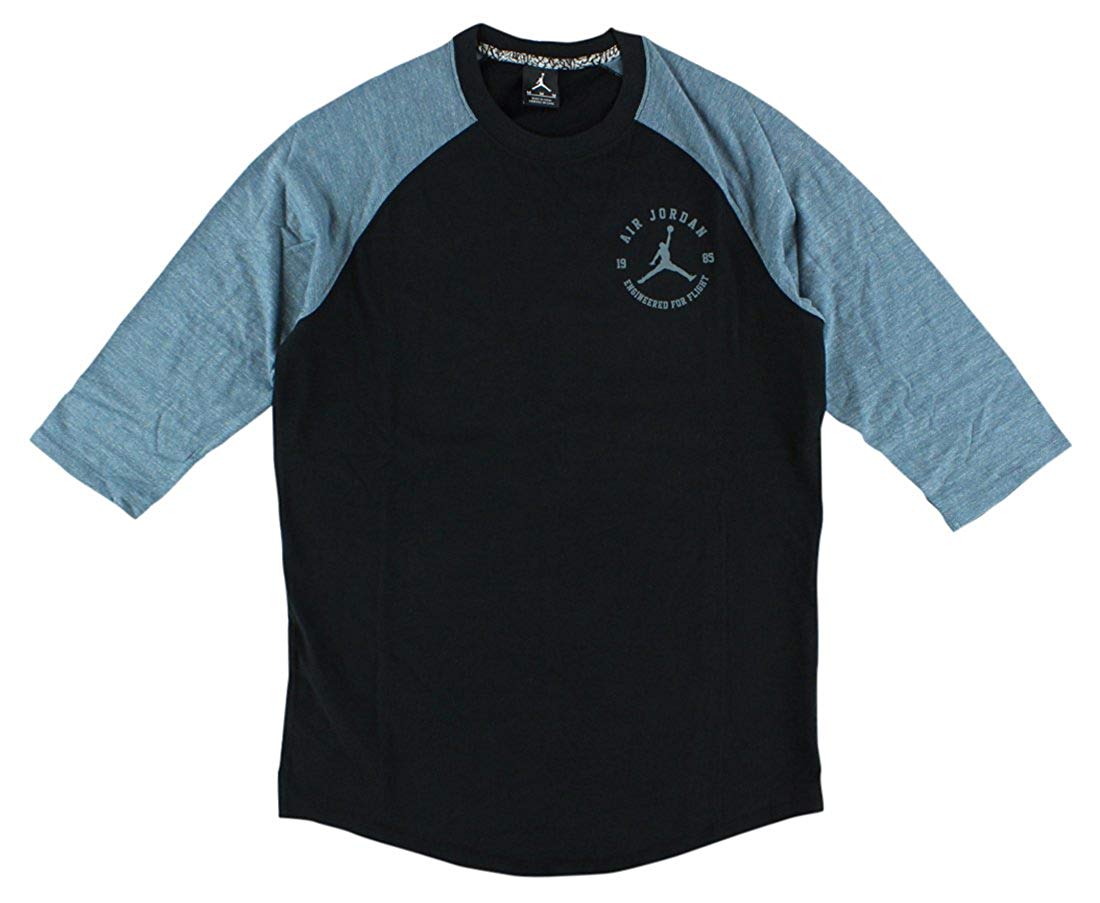 Jordan Mens 3/4 Raglan Sleeevs Shirt Black/Blue Large