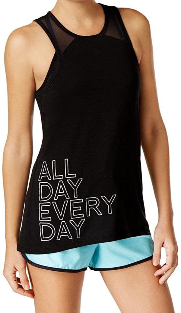 Ideology Womens All Day Graphic Racerback Tank Top
