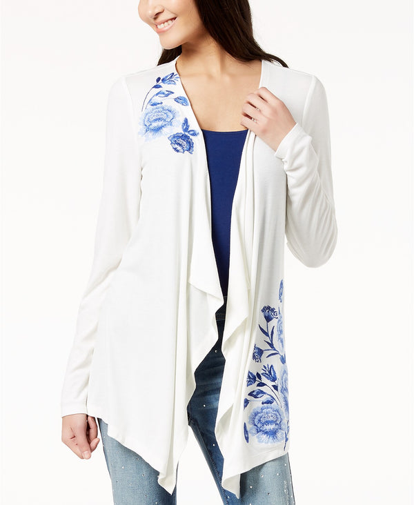 INC International Concepts Womens Embroidered Draped Cardigan