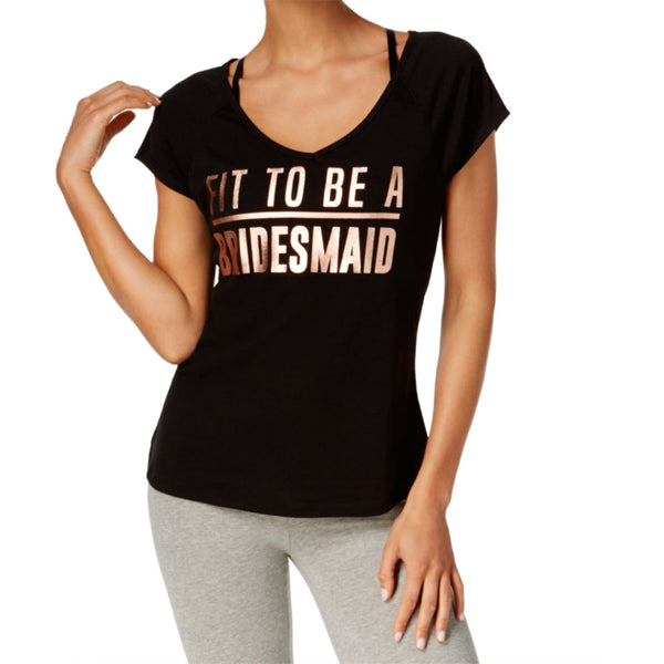 Ideology Womens Bridesmaid Fitness Yoga Slogan T-Shirt