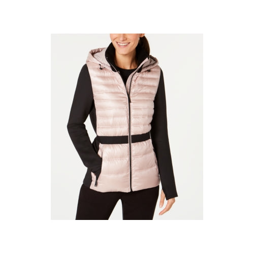Calvin Klein Womens Performance Colorblocked Hooded Down Jacket