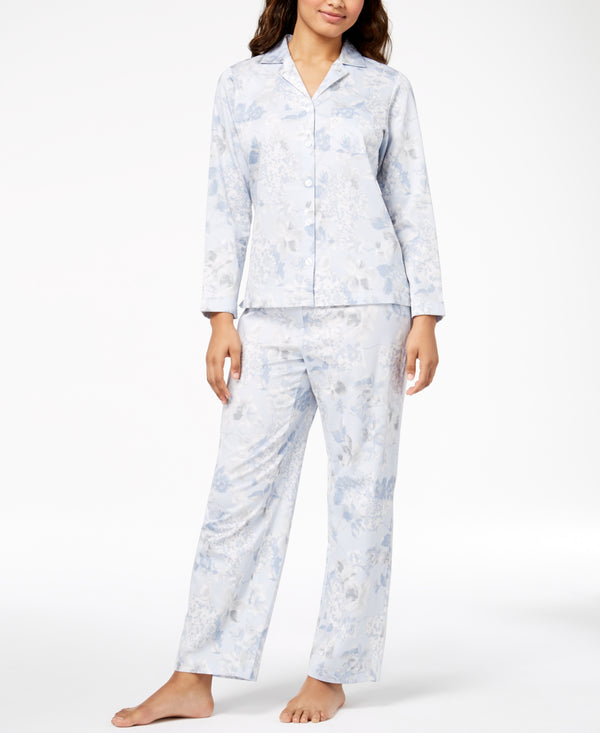 Charter Club Womens Woven Long Sleeve 2 Piece Pajama Set