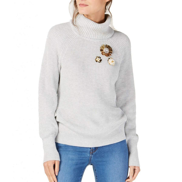 INC International Concepts Womens Brooch Turtleneck Sweater