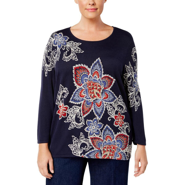 Alfred Dunner Womens Gypsy Moon Collection Printed Sweater