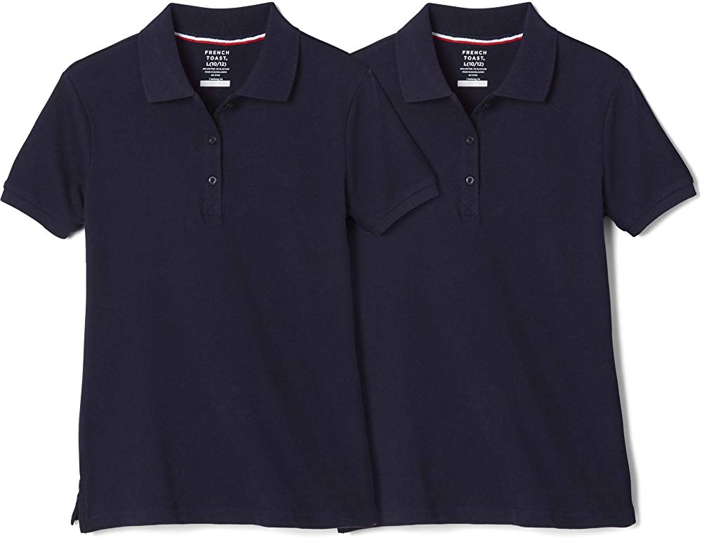 French Toast Girls Short Sleeve Stretch Pique Polo Shirt 2 Pack