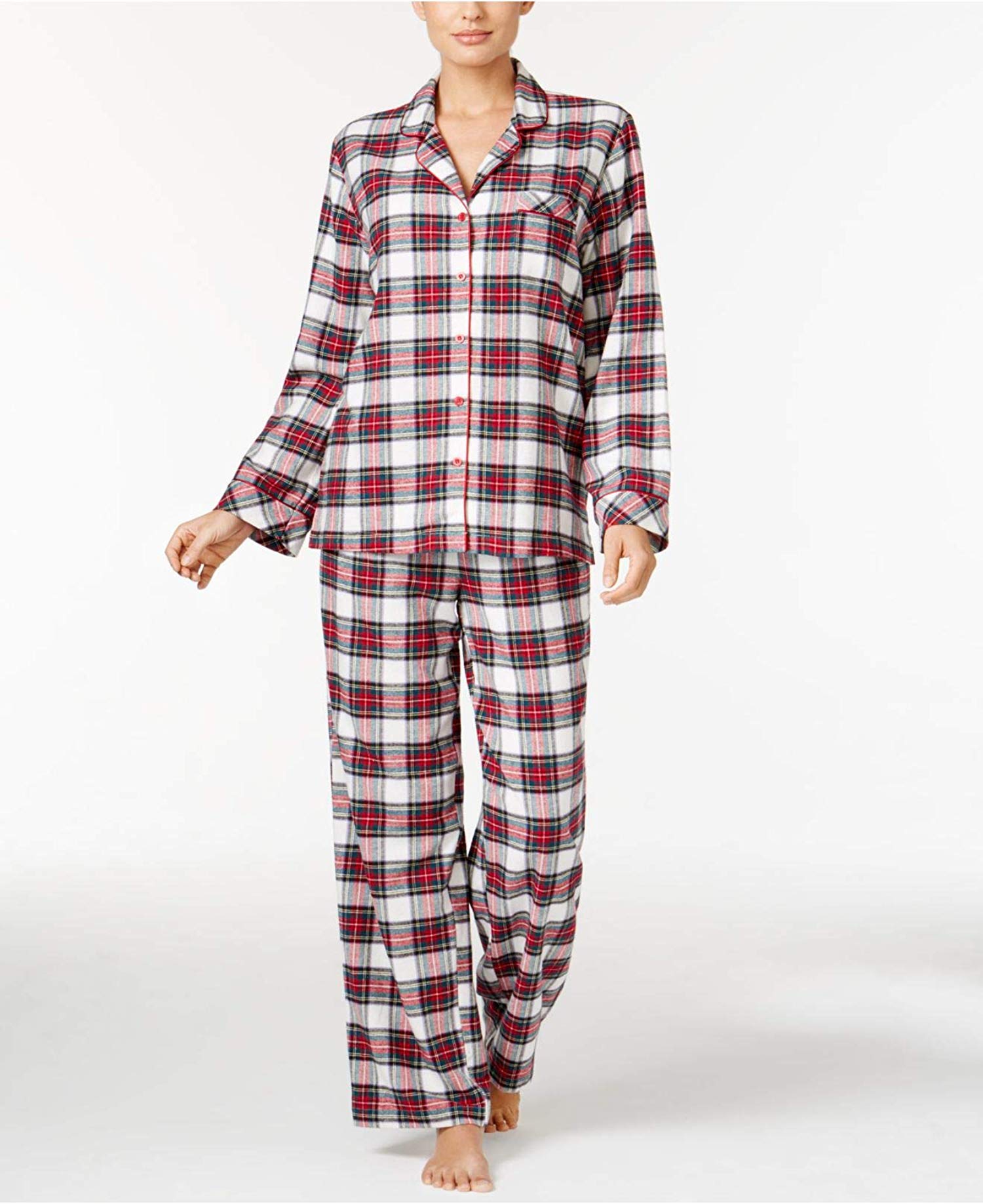 Charter Club Womens Printed Cotton Flannel Pajama Set 2 Piece Set
