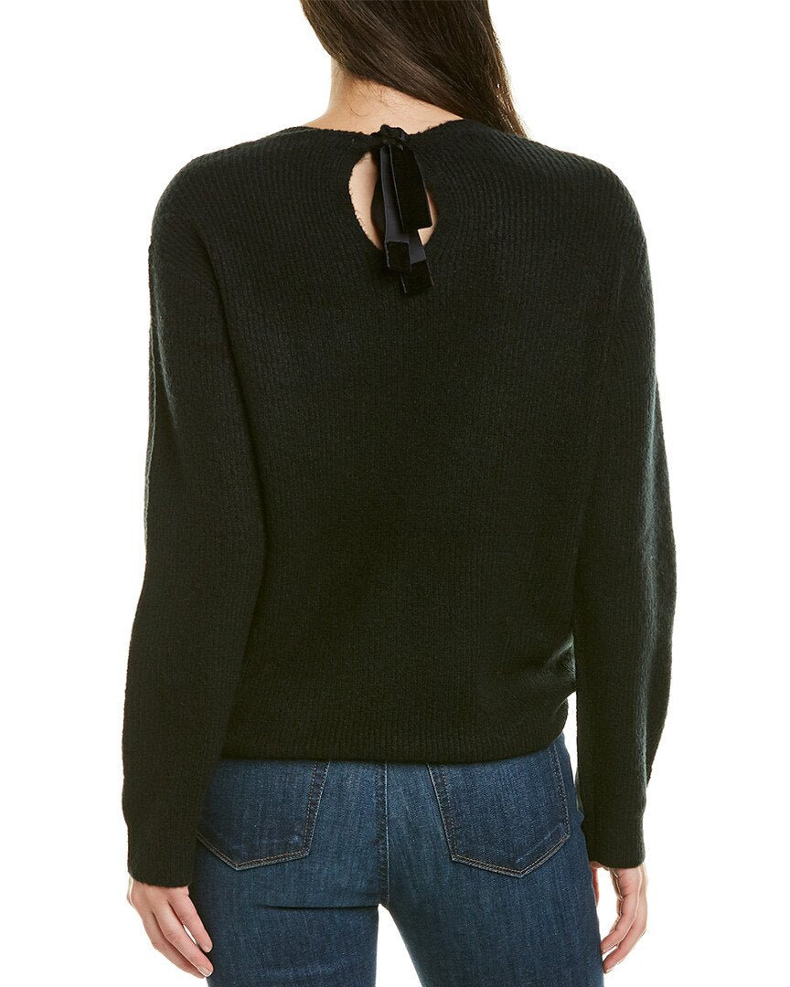 NYDJ Womens Ribbed Tie Back Blend Sweater