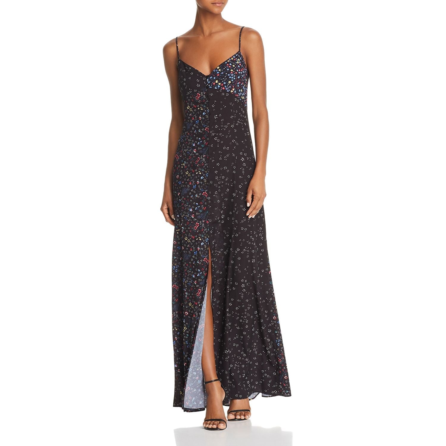 French Connection Womens Floral Fluid Slip Maxi Shift Dress