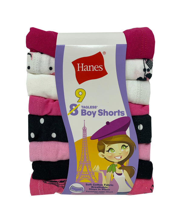 Hanes Girls Tagless Boyshorts 9 Pack