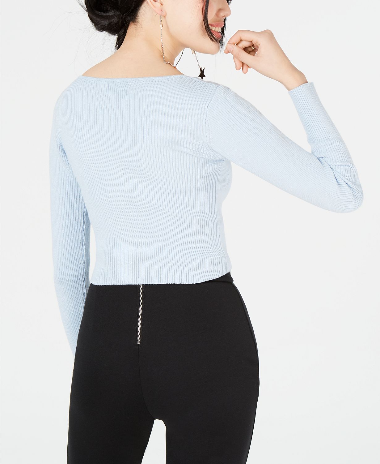 Material Girl Juniors Ruched Front Cropped Sweater