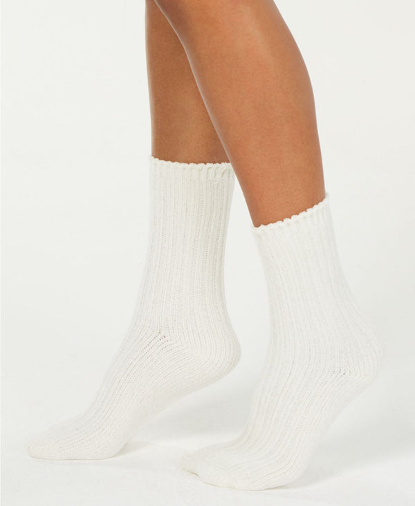 HUE Womens Chenille Plush Boot Socks Ivory OS