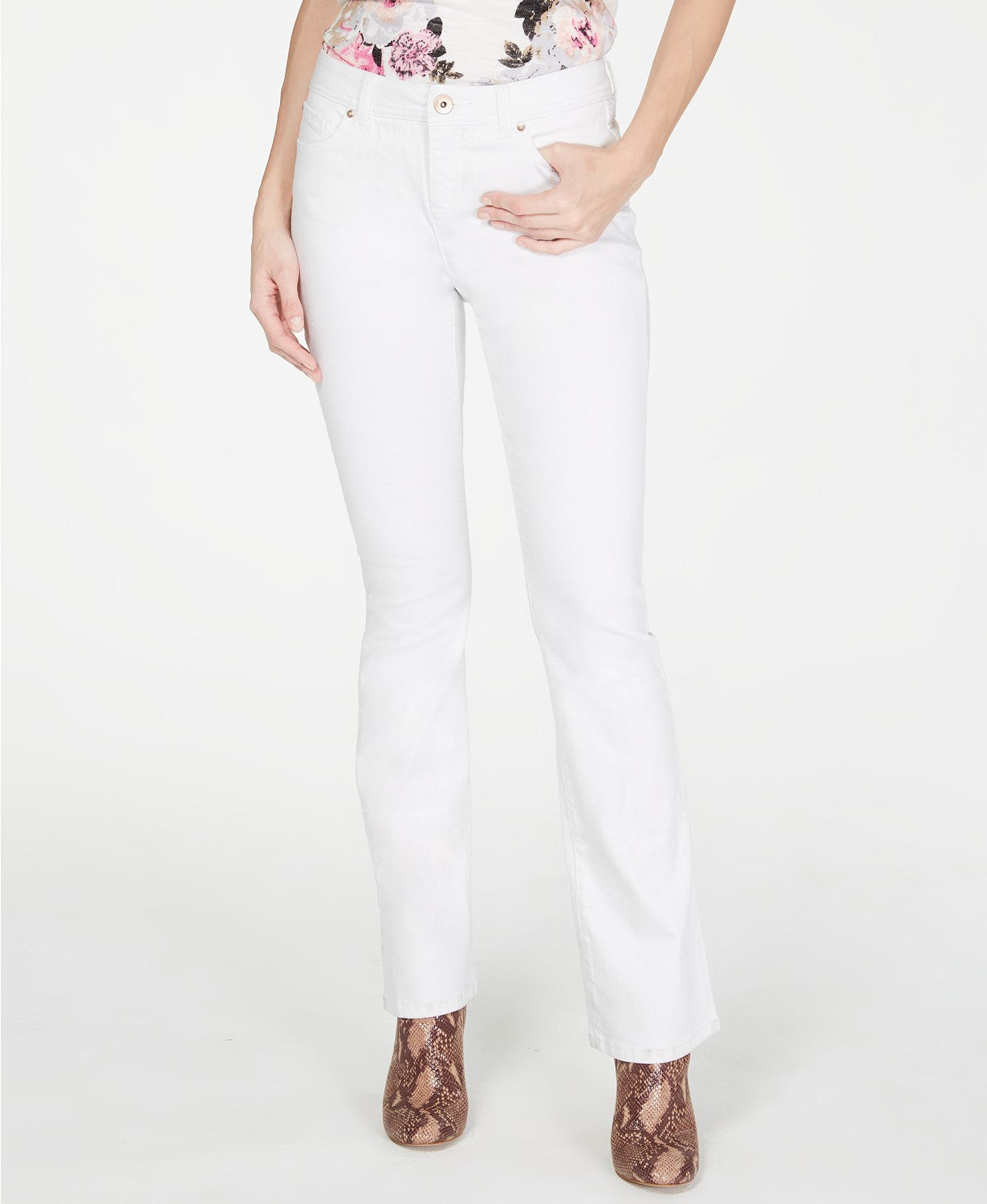 Inc International Concepts Womens Petite White Boot-cut Jeans