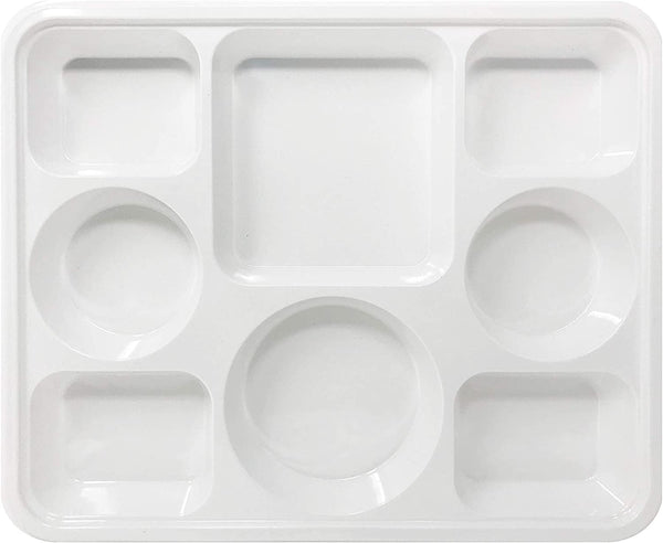 Clubgarga Disposable Plastic Plates Heavy Duty 8 Compartment Rectanguar White Coloured Reusable Plate Made Of Premium Quality Food Grade Plastic