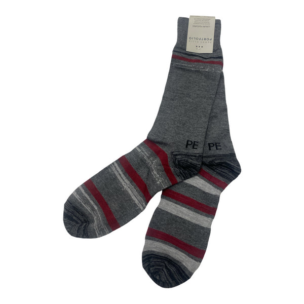 Perry Ellis Mens Red And White Stripe Long Socks