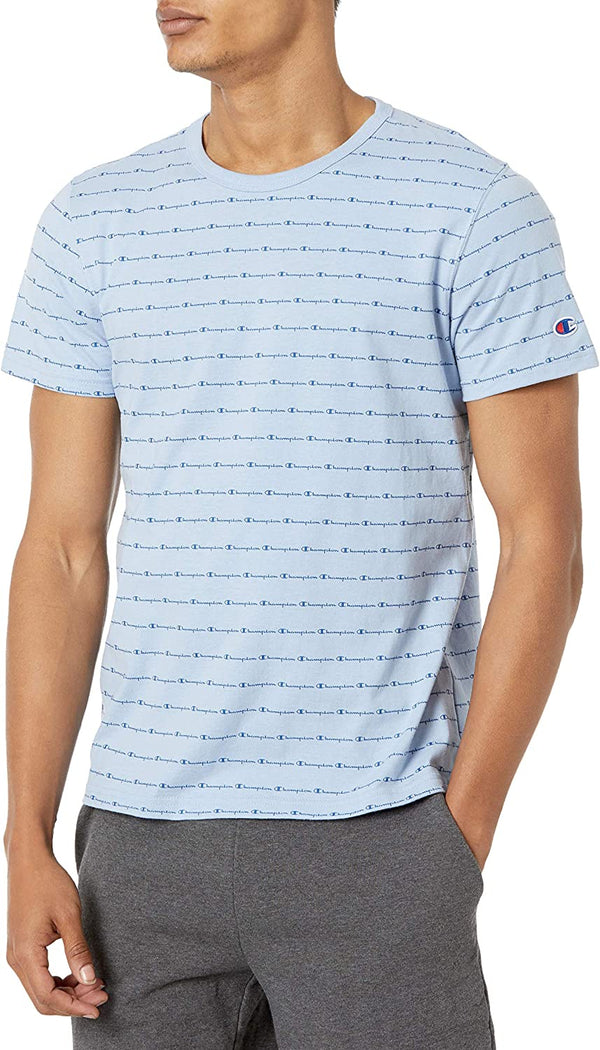 Champion Mens Logo Print T Shirt,Mache Blue,Medium